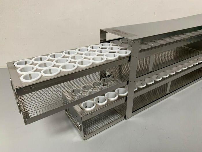 Used Argos R50102A Upright Freezer Drawer Rack for 50mL Tubes, Holds 102