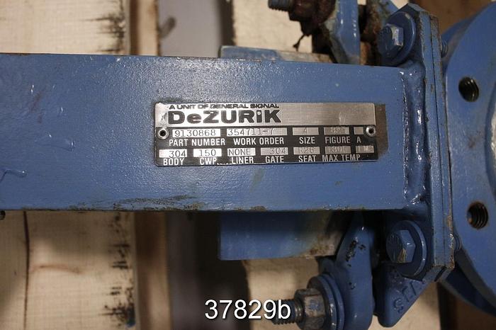 Used Dezurik 4" Hand Operated Knife Gate Valve #37829