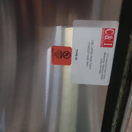 Used 24"x60"x12" Stainless electrical enclosure on legs 12"