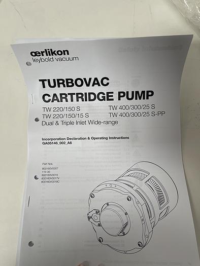 Oerlikon Leybold 800160V0017V TW 400-300-25 Turbo Pump