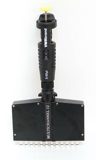 Used VWR Brand 5-50µL Adjustable Multichannel 12 Channel Pipette Pipettor (5540)