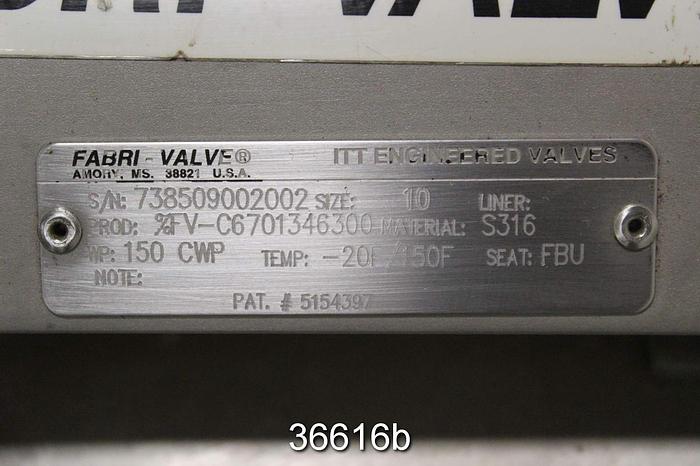 Used Fabri 10" Hand Operated Knife Gate Valve, FV-C6701346300 #36616