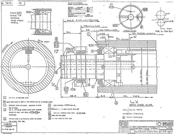Used Beloit  Two Roll Calender With Control Crown Roll, 146" Face Width, 1200 Pli, Shell O.D. 22", Shell I.D. 16", With Hydraulic Plant. #26622