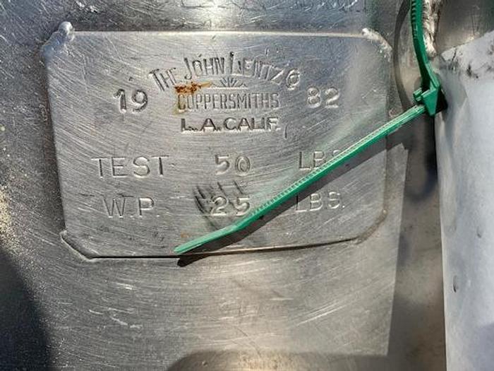 Used John Lentz 60 Gallon Stainless Steel Jacketed Steam Kettle