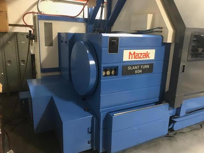 Used 2002 MAZAK CNC Lathe, Model Slant Turn 60N, 40.5” X 80”, 1000 rpm, 60 hp, Mazatrol Fusion 640T, ID17625