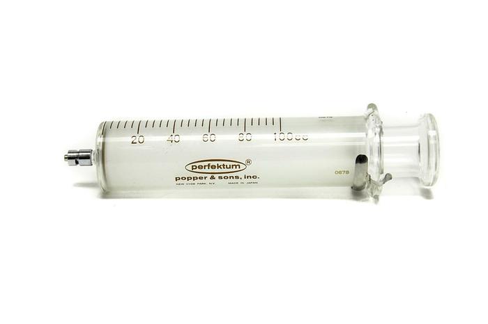 Used Popper & Sons Perfektum Glass 100cc Hypodermic Syringe 0678 & Luer Lock (5213)