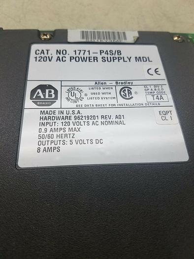 Used Allen Bradley 1771-P4S/B Power Supply Module Ser. B