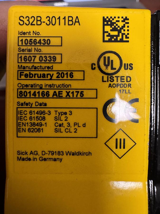 Used SICK LASER SCANNER S32B-3011BA NO. 1056430