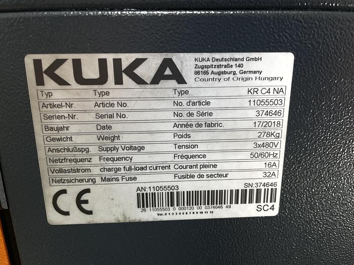 Used KUKA KR 150 R3700 ULTRA K 6 AXIS ROBOT, KR C4 NA CONTROLLER, QUICK DISCONNECT END EFFECTOR