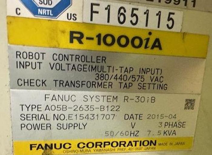 Used 2015 FANUC R-1000iA/100F 6 AXIS ROBOT WITH R30iB CONTROL FOR SALE