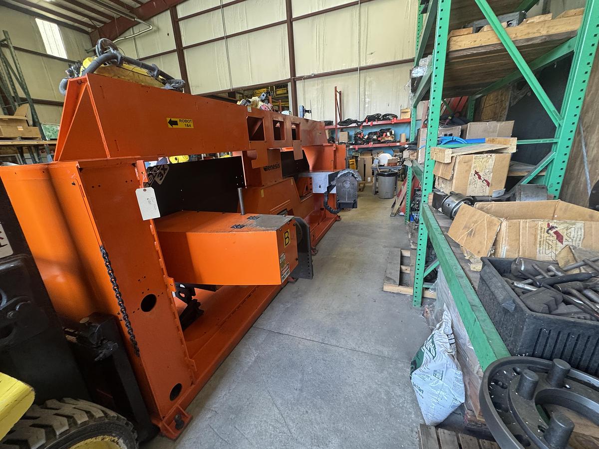 Used GENESIS SYSTEM 3X DUAL TRUNION MIG WELDING CELL WITH 2 ARC MATE 100iC R-30iB ROBOTS