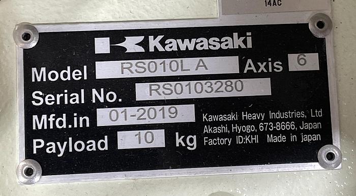 Kawasaki RS010L A 6 Axes Robot with Kawasaki E01 Controller, 10kg x 1925mm Reach, Never Used