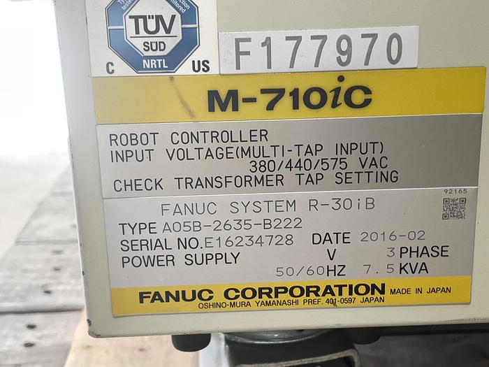 Used 2016 FANUC M-710iC/70 6 AXIS ROBOT WITH R-30iB CONTROL