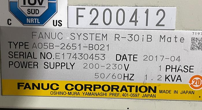 Used FANUC PAINT MATE 200iC/5L 6 AXIS ROBOT WITH R-30IB CONTROL FOR SALE