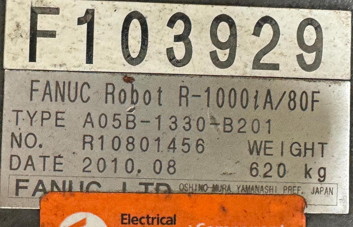 Used FANUC R-1000iA/80F 6 AXIS ROBOT WITH R-30iA CONTROL FOR SALE, 80 KG LIFT X 2230 MM REACH