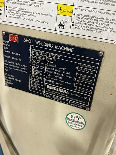 Used DENGENSHA NDZ-050-41BNU-R-D PROJECTION SPOT WELDERS 60 KVA NEW 2014, LIQUIDATION SALE