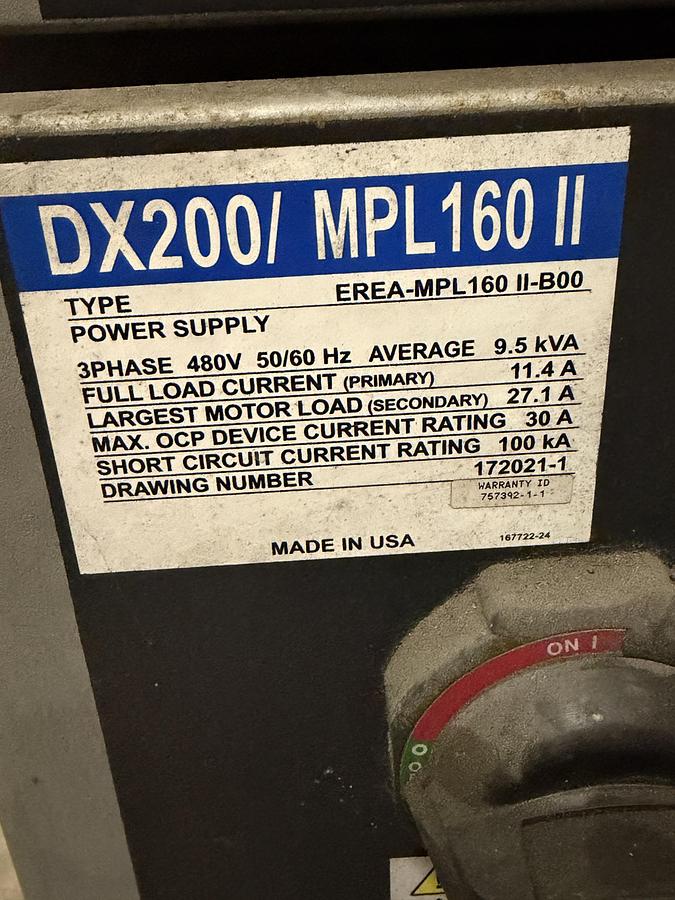 Used YASKAWA MOTOMAN MPL160II 4 AXIS PALLETIZING ROBOT WITH DX200 CONTROLLER