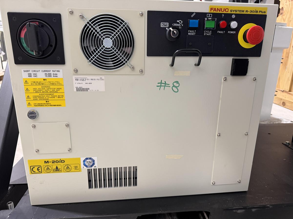 Used FANUC M-20iD/25 ROBOT WITH R-30iB PLUS CONTROLLER, PENDANT, CABLES.  NEVER IN PRODUCTION!