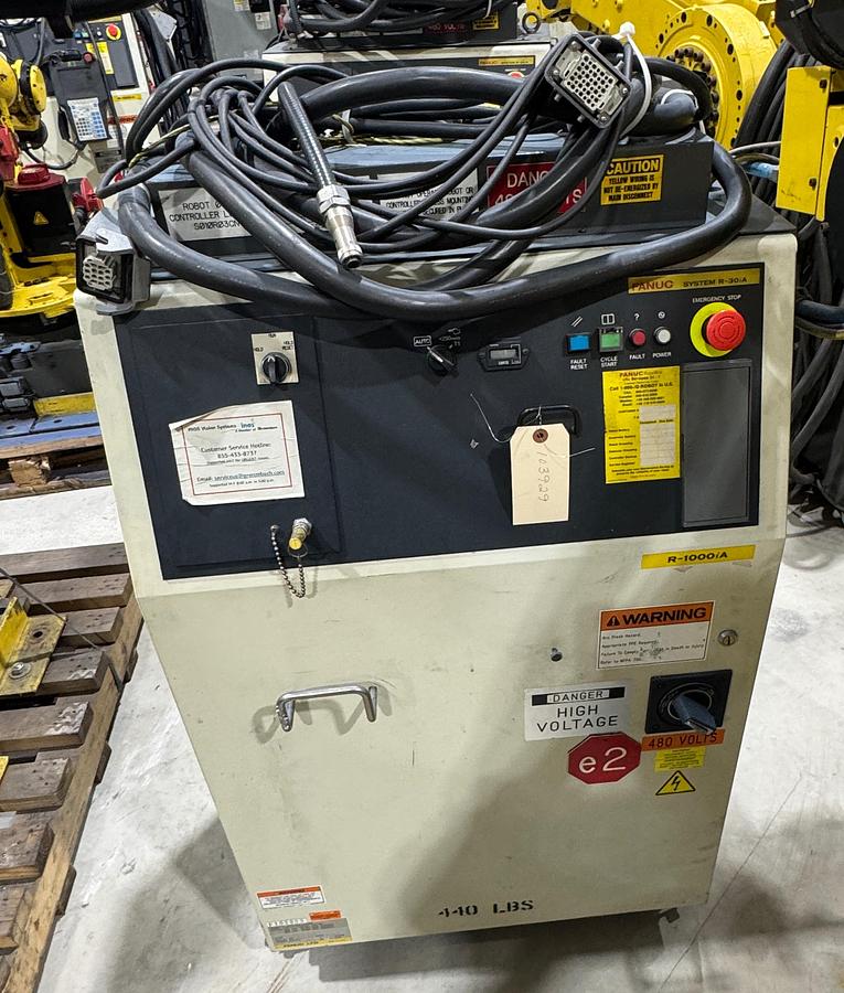 Used FANUC R-1000iA/80F 6 AXIS ROBOT WITH R-30iA CONTROL FOR SALE, 80 KG LIFT X 2230 MM REACH