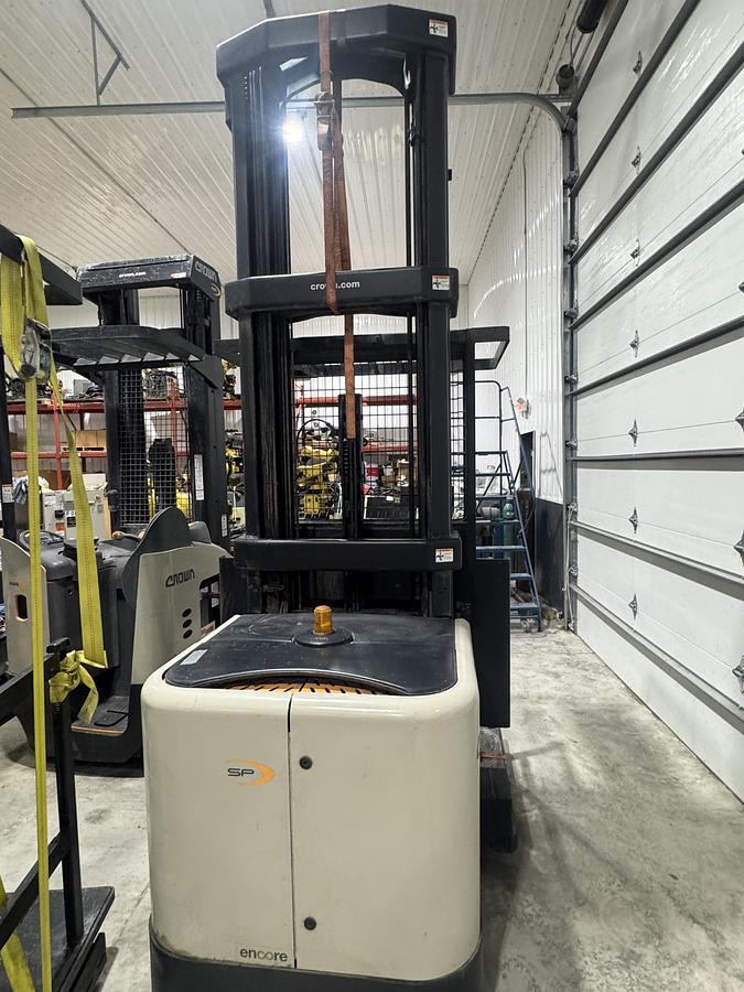 Used CROWN SP35020-30 3,000 LB ORDER PICKER STAND ON FORKLIFT
