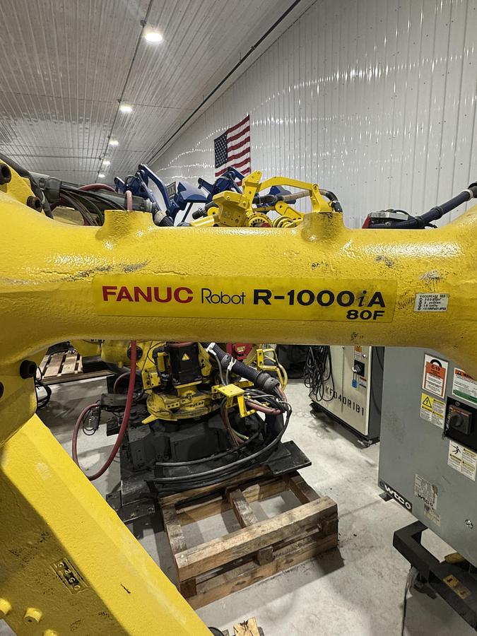 Used FANUC R-1000iA/80F 6 AXIS ROBOT WITH R-30iA CONTROL FOR SALE, 80 KG LIFT X 2230 MM REACH