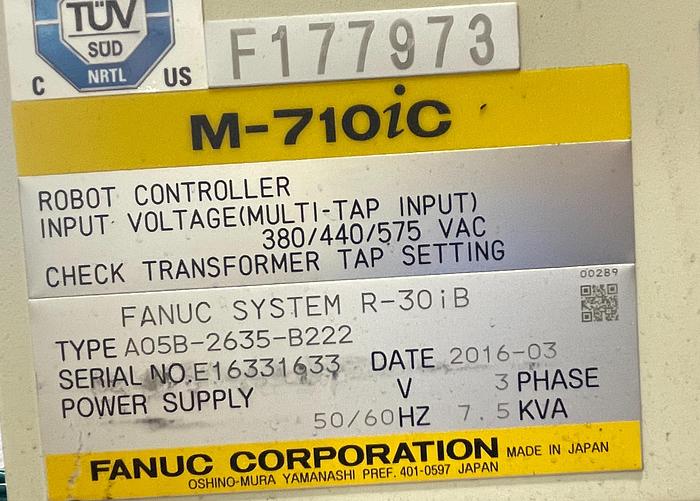 Used 2016 FANUC M-710iC/70 6 AXIS ROBOT WITH R-30iB CONTROL