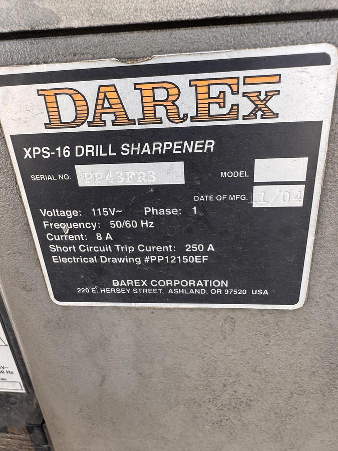 Used 2004 DAREX DRILL SHARPENER MODEL XPS-16