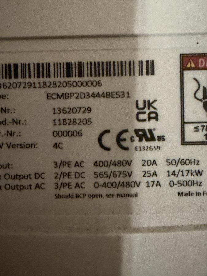 Used Kuka Servo Drive Art No. 00198263 KPP 600-20-2X40 Type: EMCBP2D3444BE531