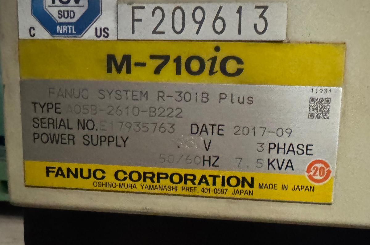 Used Fanuc M-710iC/12L 6 Axis 3 Meter Reach Plasma Cutting Robot With R-30iB Plus Control