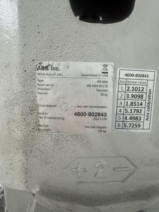 Used ABB IRB 4600-40/2.55 ROBOT 6 AXIS WITH IRC5 CONTROLLER NEW 2023 LIKE NEW