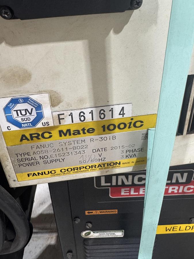 Used FANUC ARC MATE 100iC/12 6 AXIS MIG WELDING ROBOT WITH R-30iB CONTROL