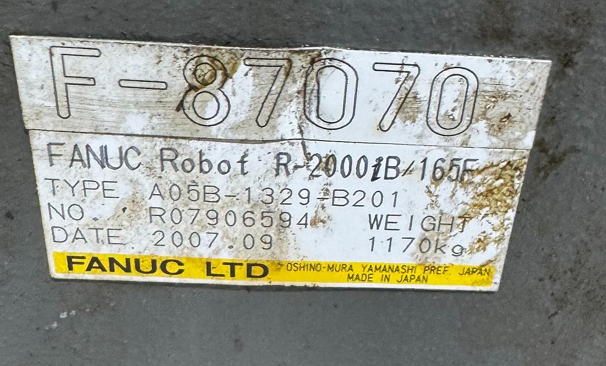 Used FANUC R-2000iB/165F 6 AXIS ROBOT WITH R-30iA CONTROLLER
