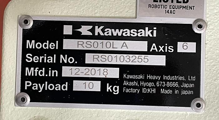 Kawasaki RS010L A 6 Axes Robot with Kawasaki E01 Controller, 10kg x 1925mm Reach, Never Used