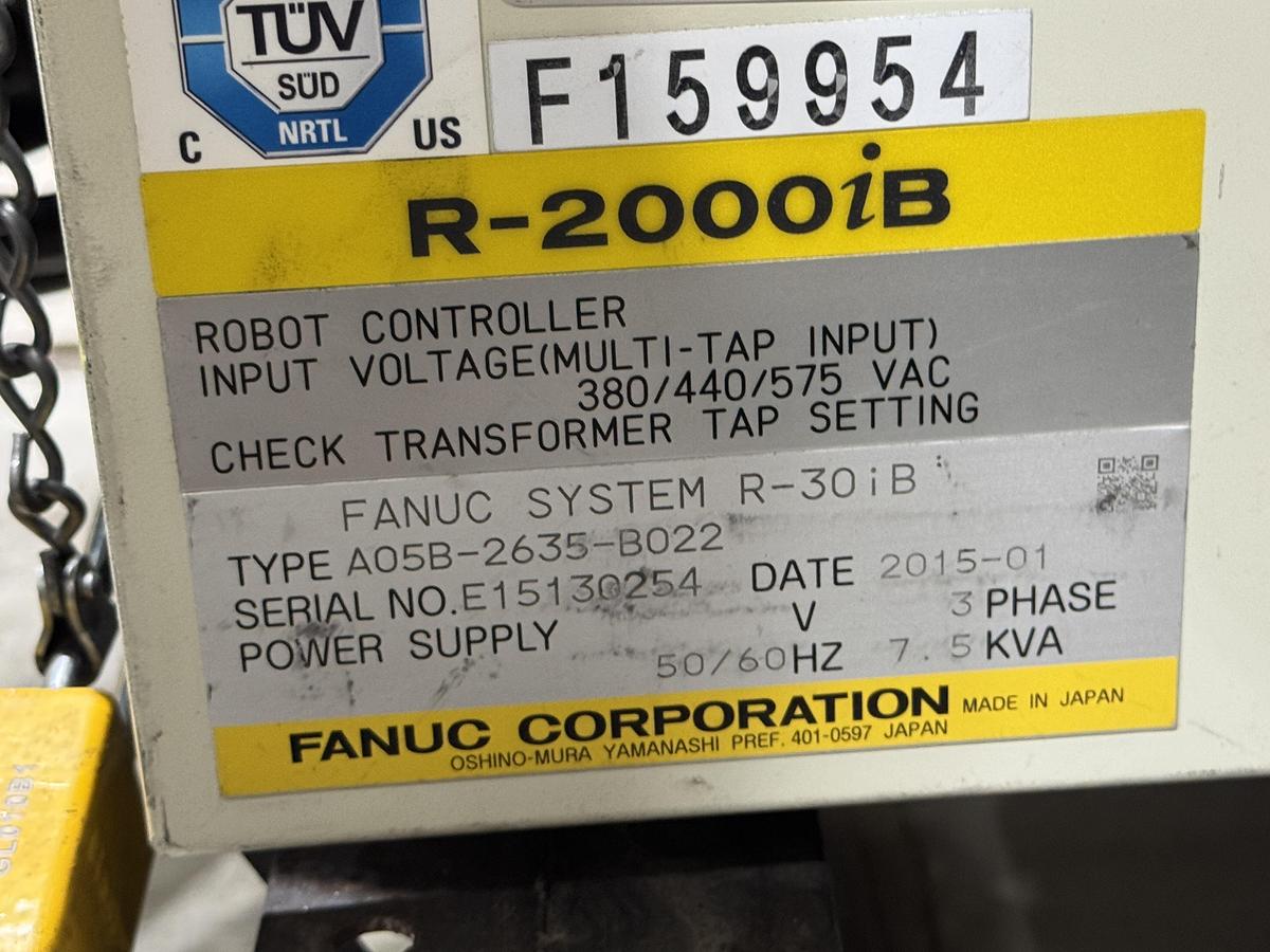 Used FANUC R-2000iB/125L ROBOT STAND MOUNTED ON 61' FANUC GEN VI RTU WITH R-30iB CONTROLLER