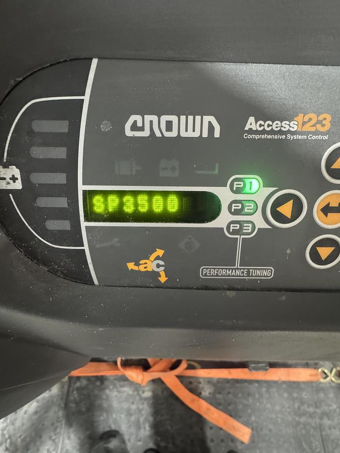 Used CROWN SP35020-30 3,000 LB ORDER PICKER STAND ON FORKLIFT