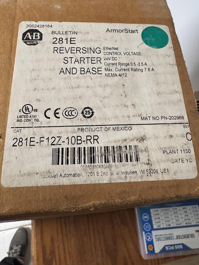 ALLEN BRADLEY 281E-F12Z-10B-RR REVERSING STARTER AND BASE