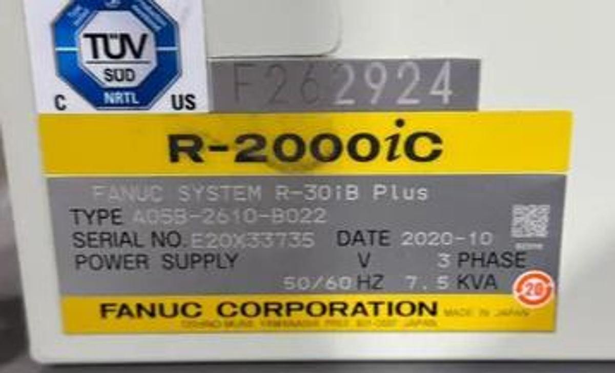 Used FANUC R-2000iC/165F 6 AXIS ROBOT WITH R-30iB PLUS CONTROLLER FOR SALE 