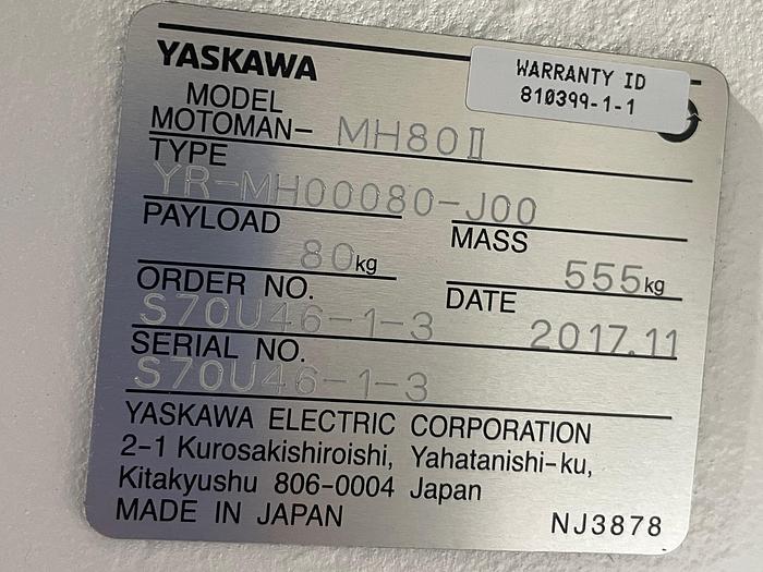 YASKAWA MOTOMAN MH80II 80KG X 2061MM REACH 6 AXES ROBOT WITH DX200 CONTROLLER