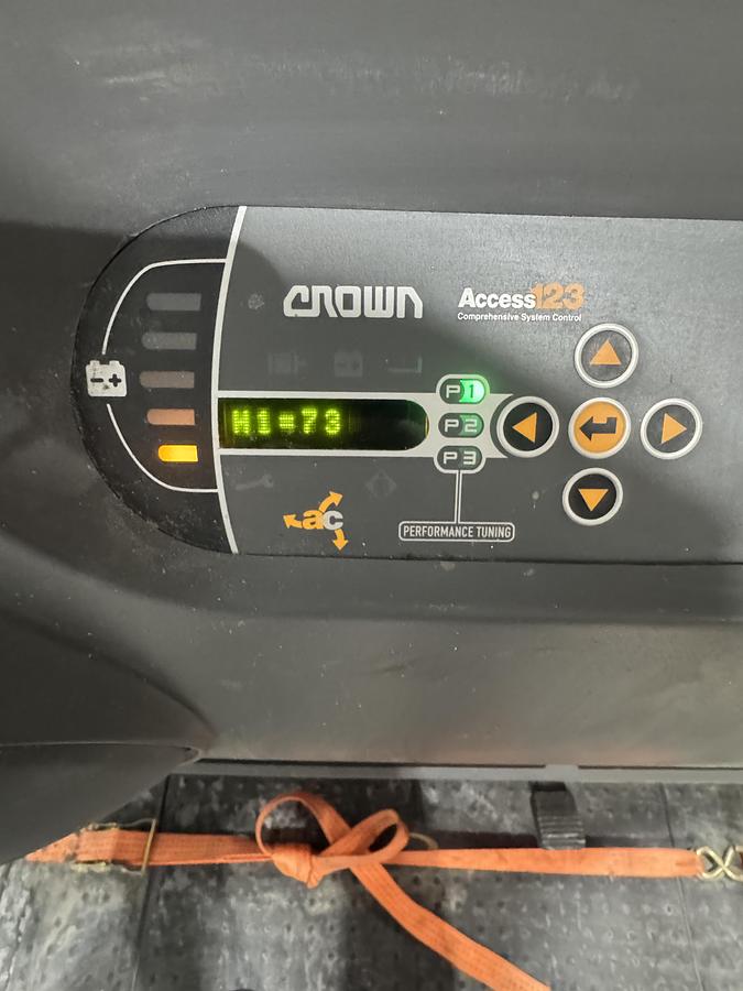 Used CROWN SP35020-30 3,000 LB ORDER PICKER STAND ON FORKLIFT