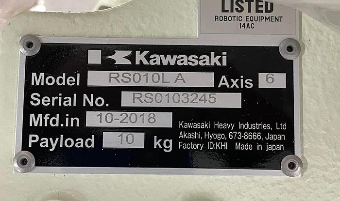 Kawasaki RS010L A 6 Axes Robot with Kawasaki E01 Controller, 10kg x 1925mm Reach, Never Used
