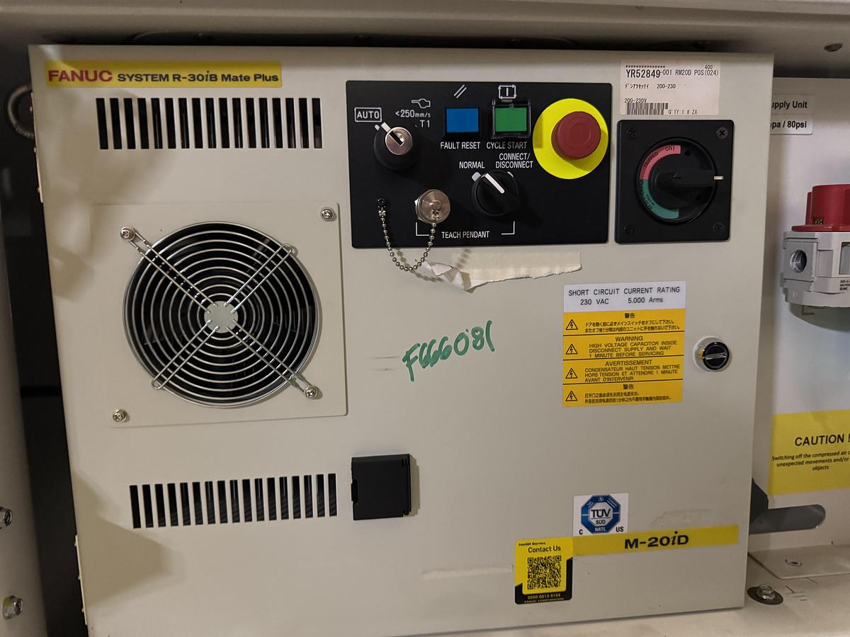 Used FANUC M-20iD/25 ROBOT WITH R-30iB PLUS CONTROLLER, PENDANT, CABLES.  NEVER IN PRODUCTION!