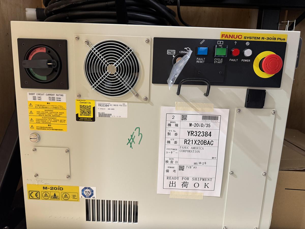 Used FANUC M-20iD/35 ROBOT WITH R-30iB PLUS CONTROLLER, PENDANT, CABLES, NEVER USED