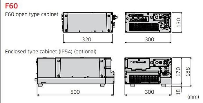 BRAND NEW KAWASAKI RS010N WITH F60 CONTROLLER, CABLES, TEACH PENDANT, AND 14 MONTH WARRANTY