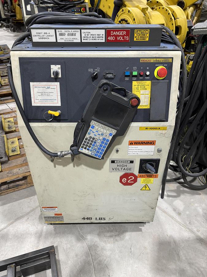 Used FANUC R-1000iA/80F 6 AXIS ROBOT WITH R-30iA CONTROL FOR SALE, 80 KG LIFT X 2230 MM REACH