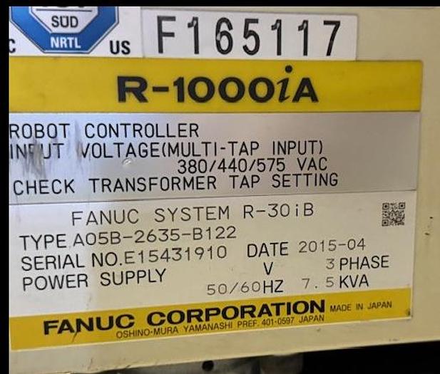 Used FANUC R-1000iA/100F 6 AXIS ROBOT WITH R30iB CONTROL FOR SALE