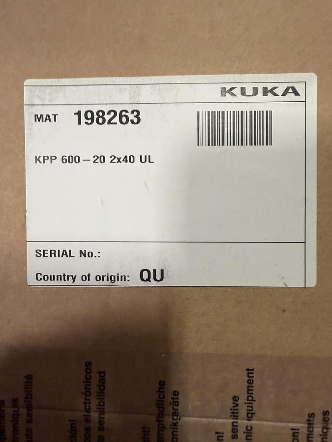 Kuka Servo Drive Art No. 00198263 KPP 600-20-2x40 Type: ECMBP2D3444BE531