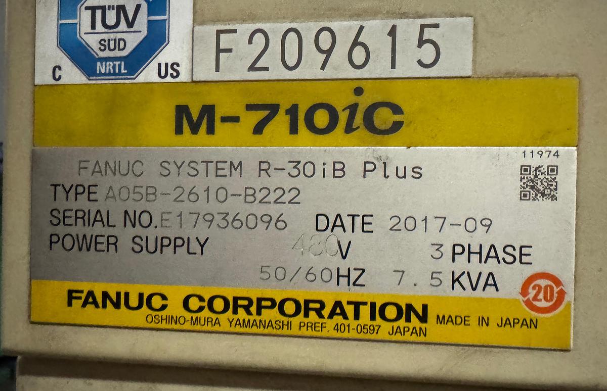 Used Fanuc M-710iC/12L 6 Axis 3 Meter Reach Mig Welding Robot With R-30iB Plus Control