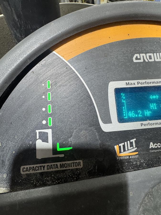 Used CROWN MODEL RR5725-35 NARROW ISLE FORKLIFT STAND UP ELECTRIC