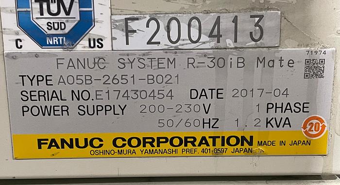 Used FANUC PAINT MATE 200iC/5L 6 AXIS ROBOT WITH R-30IB CONTROL FOR SALE