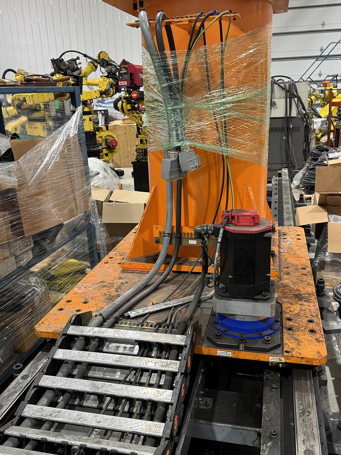 Used FANUC R-2000iB/125L ROBOT STAND MOUNTED ON 61' FANUC GEN VI RTU WITH R-30iB CONTROLLER